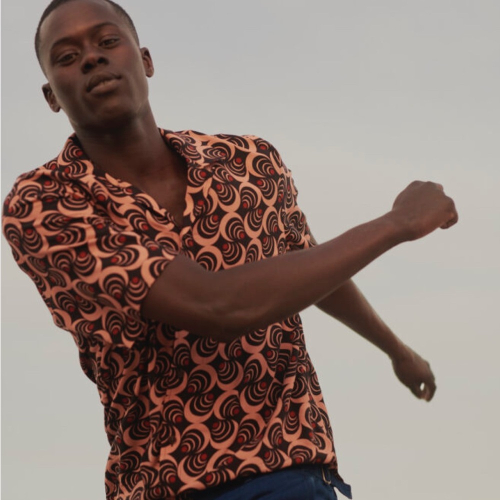 Scotch & Soda Orange and Black Casual Button Down Shirt